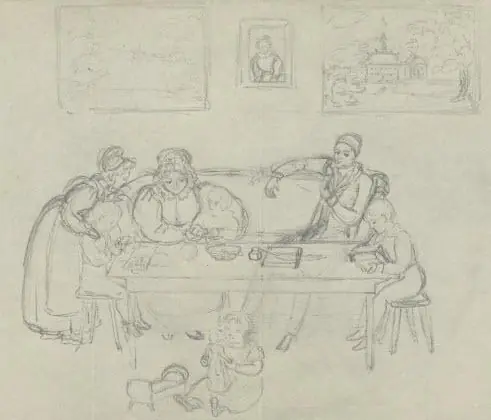 Wilhelm Tell von Fellenberg als Kind rechts auf dem Hocker.